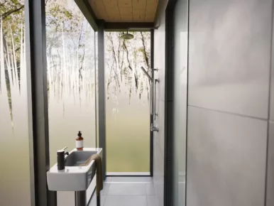 salle de bain luxueuse du lodge miroir